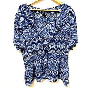 Vintage George Womans Striped Ruffle Top Size 2X Y2K Retro Western Artsy‎ Boho